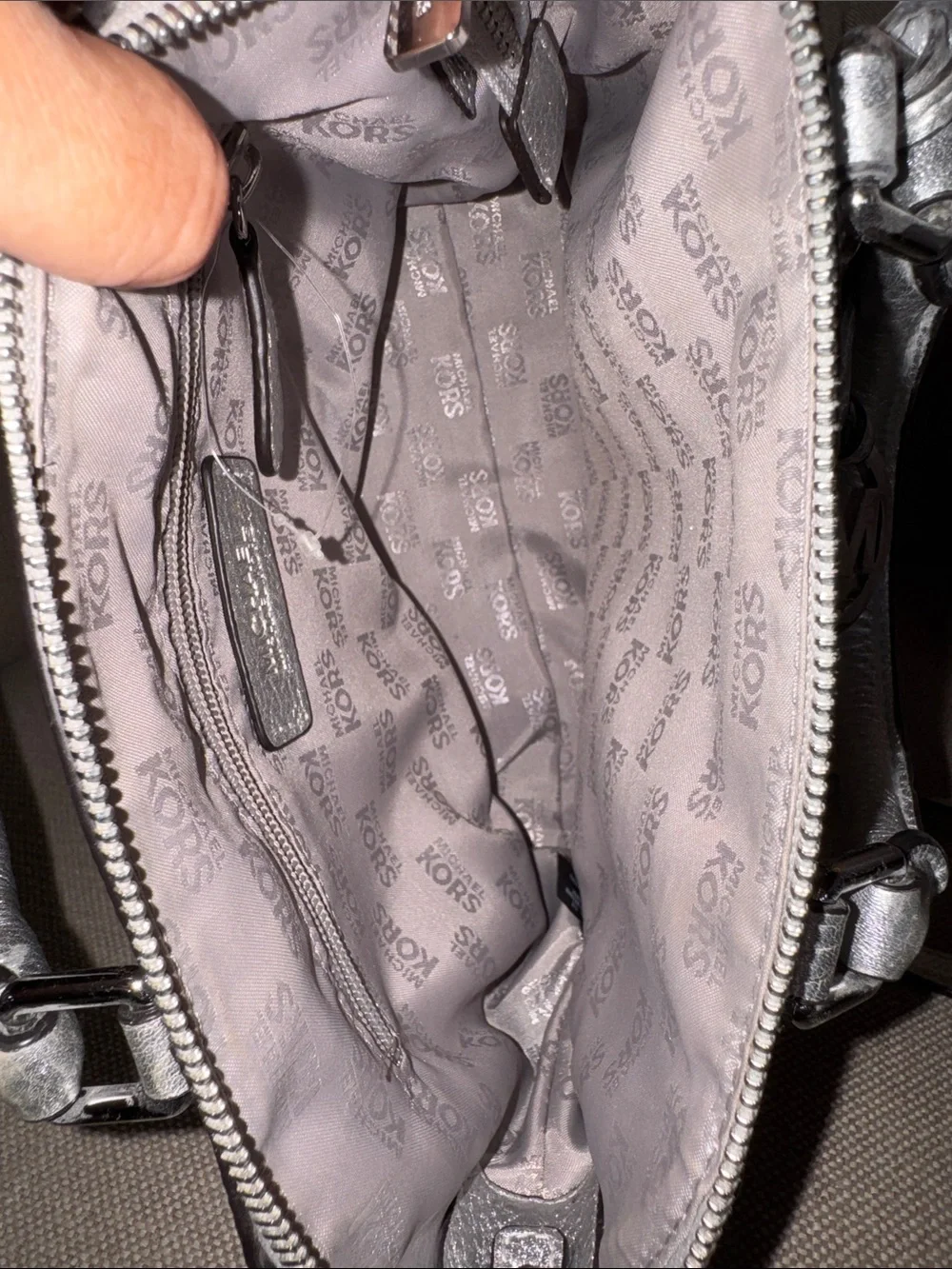 Michael Kors Silver Metallic Studded Satchel